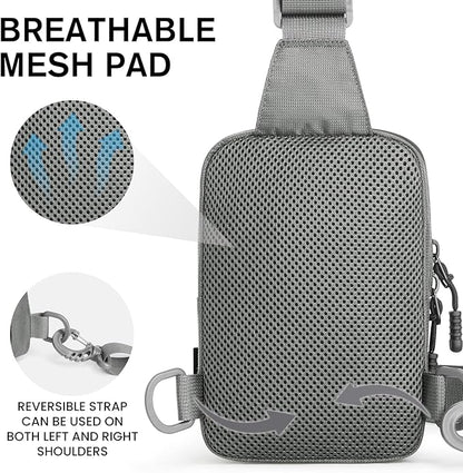 G4Free Waterproof Mini Crossbody Sling Bag, Small Chest Fanny Pack for Men, Lightweight Travel Sports Purse (Grey)
