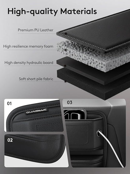 Car Seat Gap Filler with Sun Visor Organizer, Leather Seat Gap Organizer for Phone, Cards, Keys and Sunglasses, Front Seat Storage for Most Cars, SUVs and Trucks