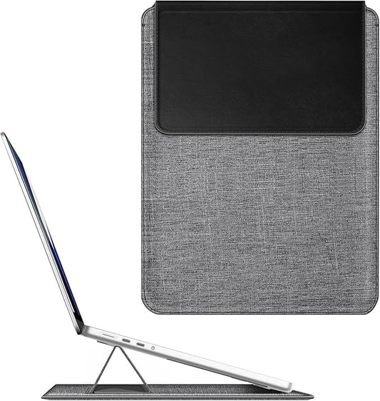 Fintie Sleeve Case for MacBook Air 13.6 A3449 A3240 A3113 A2681, Pro 14 A3427 A3426 A3434 A3401 A3185 A3112 A2992 A2918 A2779 A2442, MacBook Pro/Air/Neo 13 - Slim Bag Cover with Stand, Gray/Black