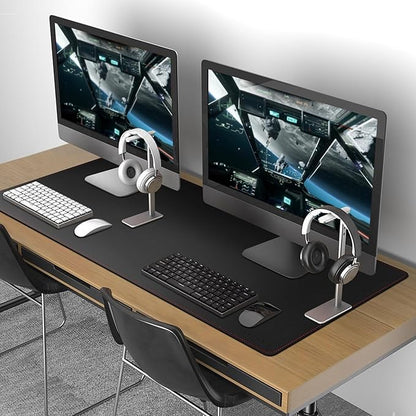 ZORESYN Desk Pad (51.2"x19.7"), PU Leather Desk Blotter Protector, Large Gaming Mousepad Desk Mat - Waterproof Non Slip Base Keyboard Extended Mouse Mat (Black)