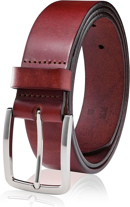 MILORDE Men's Genuine Leather Dress Belt, Handmade, 100% Cow Leather, Fashion & Classic Designs for Work Business and Casual