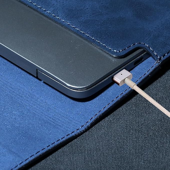 16 Inch Leather Laptop Sleeve Compatible with MacBook Pro 16 Inch M5 M4 M3 M2 M1 Pro/Max＆MacBook Air 15 Inch M5 M4 M3 M2, Genuine Leather Protective Case Cover,Vintage Blue
