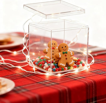 Acrylic Box Clear Acrylic Square Cube Display Boxes Multi-Purpose Container Clear Boxes with Lids for Gifts Weddings Valentine's Day Party Favors Jewelry Storage Box