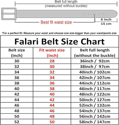 Falari Men Genuine Leather Casual Dress Belt With Single Prong Buckle, Classic Style Belt