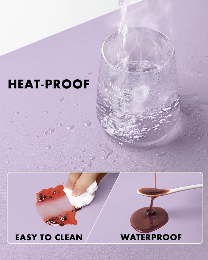 YSAGi Double-Sided Desk Pad, 31.5"x15.7"Leather Desk Mat, Eco Cork Desk Pad Protector,Large Mouse Pad,Waterproof Desk Blotter for Office/Home(Light Purple)