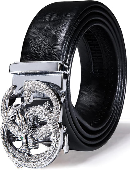 Barry.Wang Mens Belts Leather Ratchet Automatic Buckle Slide Click 1 3/8" Designer Dress Fashion Classic Casual Work Business