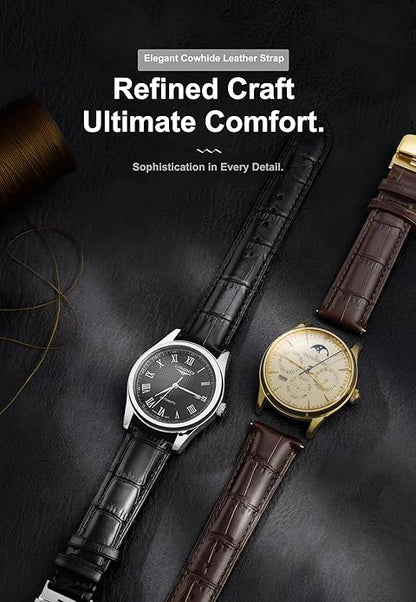 EACHE Croco Design Leather Watch Bands for Men Women,Quick Release Strap with Butterfly Deployment Buckle 18mm 19mm 20mm 21mm 22mm 23mm 24mm