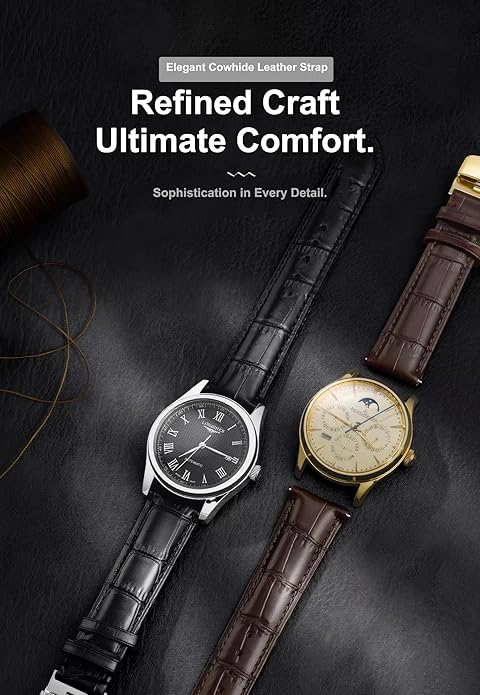 EACHE Croco Design Leather Watch Bands for Men Women,Quick Release Strap with Butterfly Deployment Buckle 18mm 19mm 20mm 21mm 22mm 23mm 24mm