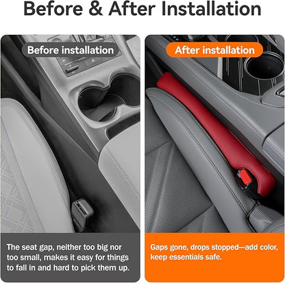 Car Seat Gap Filler - 2 Pack Premium Leather Console Blockers for Cars, Trucks & SUVs - Adjustable 1.4-2.4 Inch Width - Prevents Items Falling Between Seats (Wine)