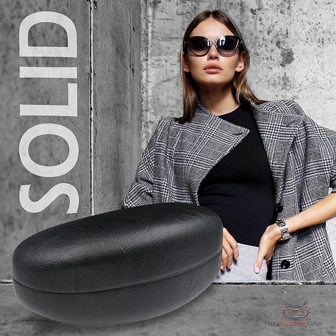 MyEyeglassCase® Large Hard Sunglasses Case | fits Large curved Sunglasses, with microfiber bag and cleaning cloth