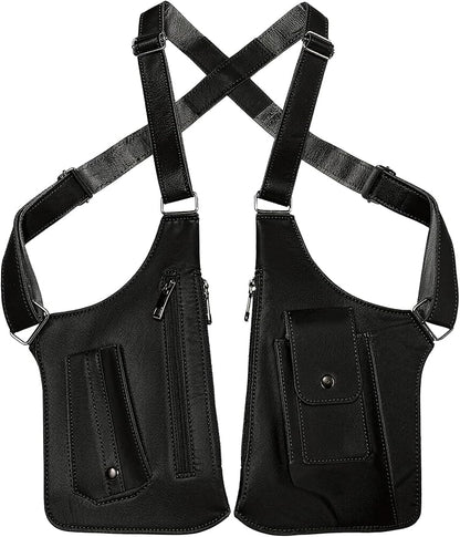 ECGER Large Double Shoulder Armpit Bag - Underarm Holster for Men, Anti-Theft Concealed Crossbody Wallet|phone Pouch for Outdoor Travel Cycling Work, Premium PU Leather (Black Armpit Bag)