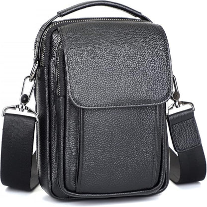 Augus Leather Small Messenger Bag For Men Crossbody Handbag Shoulder Sling Travel Bags for Men Purse Daypack Magnetic Buckle