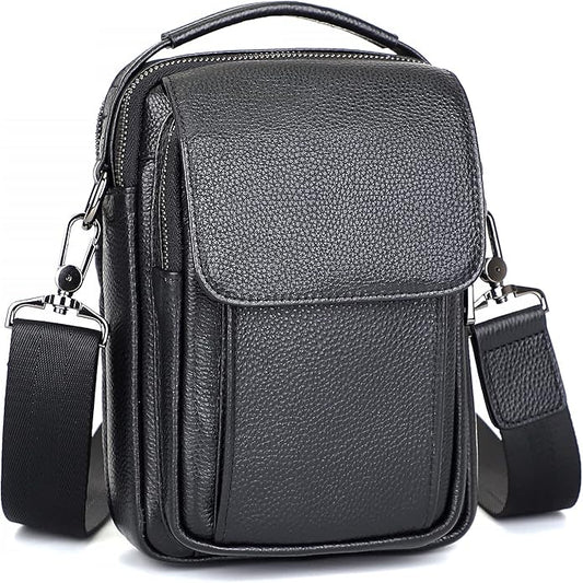 Augus Leather Small Messenger Bag For Men Crossbody Handbag Shoulder Sling Travel Bags for Men Purse Daypack Magnetic Buckle