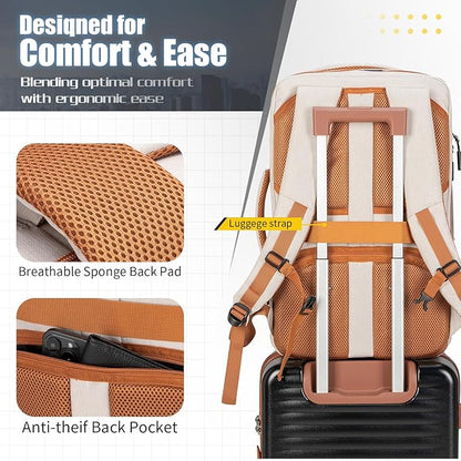 42L Travel Backpack with 4 Packing Cubes, TSA Friendly Flight Approved Carry-On Bag, Water-Resistant Weekender Business Backpack for Men Women, Fits 17.3" Laptop