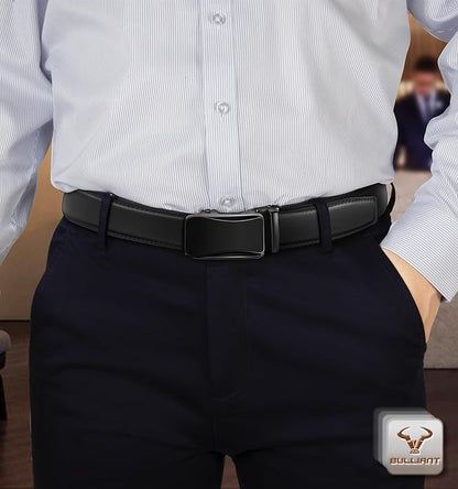 BULLIANT Men Belts 2 Pack,Ratchet Sliding Belt Adjustable For Gift Mens Dress Casual 1 3/8",Cut for Fit