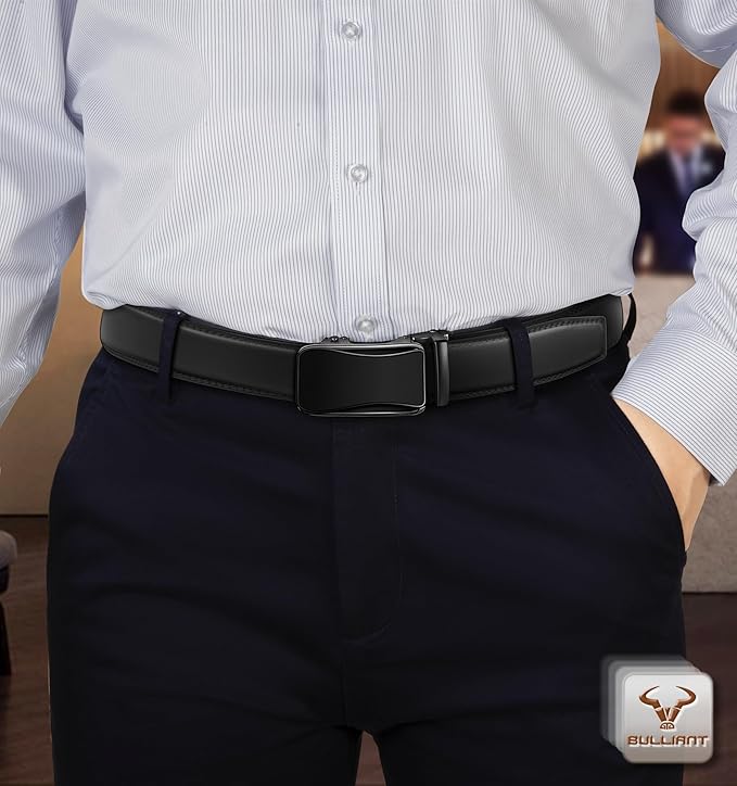 BULLIANT Men Belts 2 Pack,Ratchet Sliding Belt Adjustable For Gift Mens Dress Casual 1 3/8",Cut for Fit
