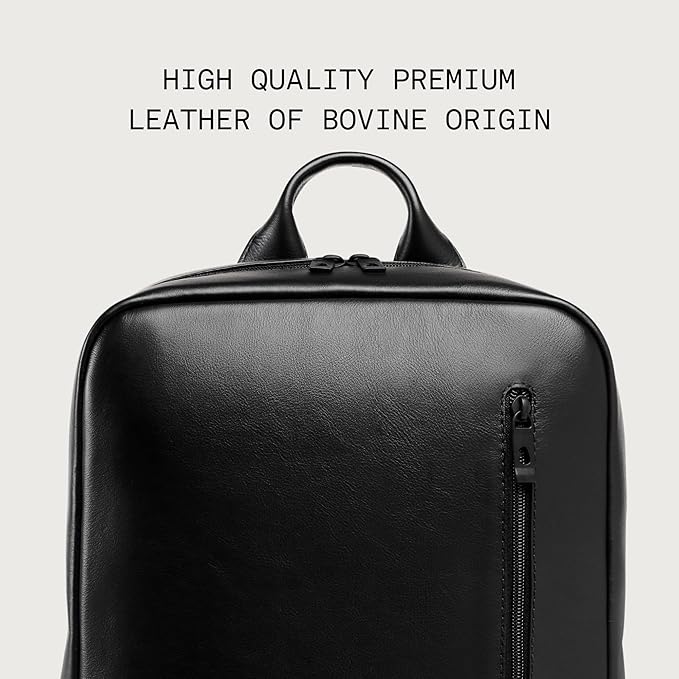 Nordweg Nomad Leather Laptop Backpack NW089A – Lightweight Daypack for Work & Travel – Fits Laptops up to 15.6” (Black)