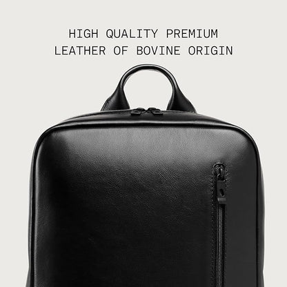 Nordweg Nomad Leather Laptop Backpack NW089A – Lightweight Daypack for Work & Travel – Fits Laptops up to 15.6” (Black)
