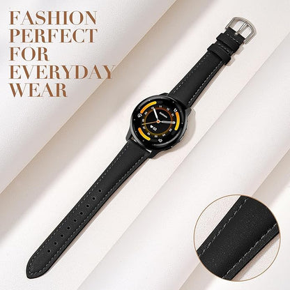 18mm Slim Leather Band Compatible with Garmin Venu 3S 41mm/Venu 4 41mm/Venu 2S/Vivoactive 4S/Vivomove 3S/Forerunner 255S/Forerunner 265S, Quick Release Thin Narrow Soft Strap for Women Men