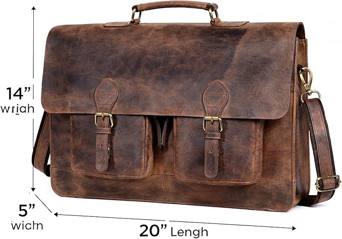 cuero Retro Brown Laptop Messenger Bag Office Briefcase Crossbody Travel Bag For Men And Women Bag Office Laptop Bag