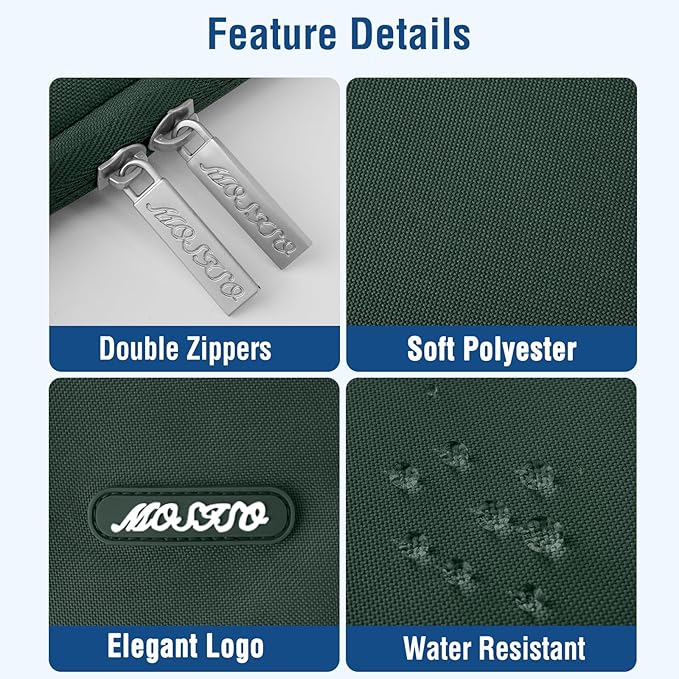 MOSISO Laptop Case 15 inch, 15 inch Laptop Sleeve Compatible with MacBook Air M5 A3448 M4 A3241 M3 A3114 M2 A2941 2026-2023, Dell XPS, Polyester Vertical Computer Sleeve Bag with Pocket,Midnight Green