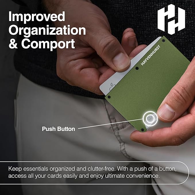 Hayvenhurst Wallet for Men - Slim RFID Blocking Metal Wallet with Money Clip, Minimalist Front Pocket Credit Card Holder, Small Mens Wallet | Reinvented Design, Slim, Minimalistic, Seamless, Blocks RFID Scanners, with a Money Clip