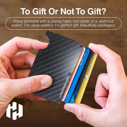 Hayvenhurst Wallet for Men - Slim RFID Blocking Metal Wallet with Cash Strap, Minimalist Front Pocket Credit Card Holder, Small Mens Wallet | Reinvented Design, Slim, Minimalistic, Seamless, Blocks RFID Scanners, Cash Strap