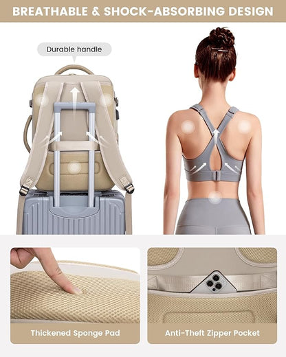 LOVEVOOK Large Travel Backpack for Women, 50L Carry on Backpack Airplane Approved, TSA Personal Item Travel Bag for Women fits 18" Laptop, Waterproof Carry on Bags for airplanes with 3 Packing Cubes