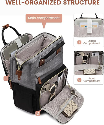 LOVEVOOK Laptop Backpack for Women, 17.3'' Waterproof Nurse Bag Teacher Work Backpack Purse for Women, Travel Computer Backpack for College Office Business Ladies