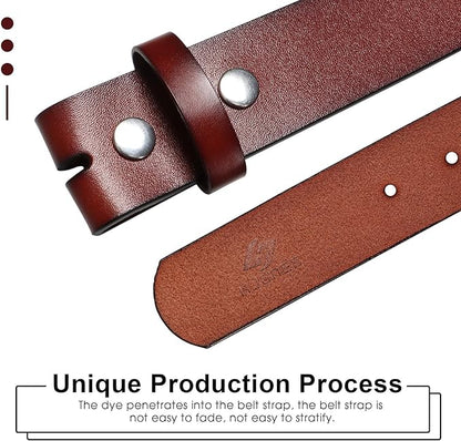 HJones Western Belts for Men without Buckle,Cowboy Belt Buckles for Men,1.5" Wide Genuine Leather Belt No Buckle