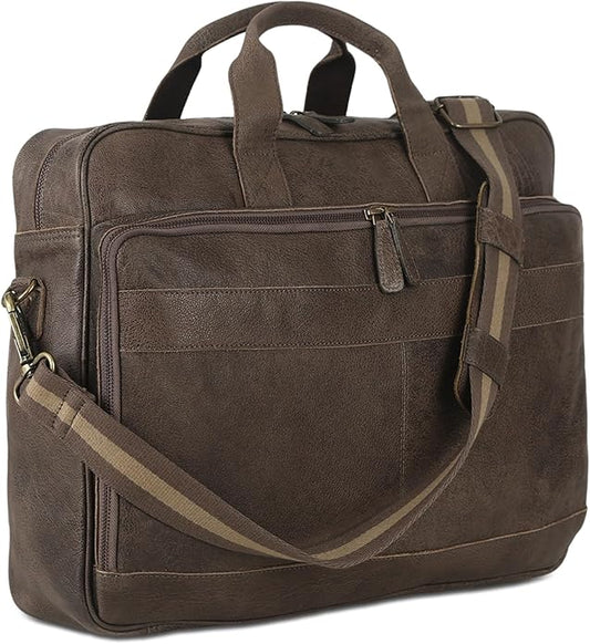 KomalC 16 Inch Leather briefcases Laptop Messenger Bags for Men and Women Best Office Satchel Bag