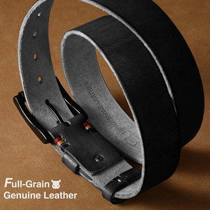 SANSTHS Mens Full Grain Cow Leather Belt Heavy Duty Work Belt Casual Every Day Belt for Jeans