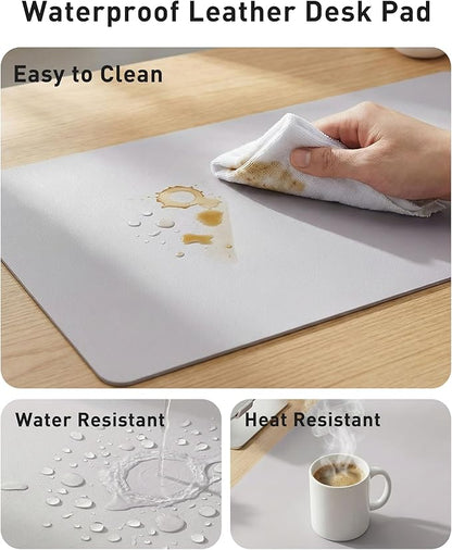 Aothia Faux Leather Desk Mat - Large Mouse Pad, Non-Slip PU Leather Blotter, Waterproof Writing Surface for Office and Home (Smoky Lavender, 40" x 24")