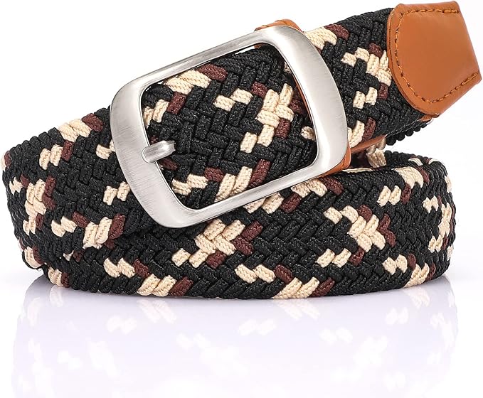 XZQTIVE Braided Belt Stretch Belt for Men and Women Multicolored Woven Golf Belt Elastic Jean Belts