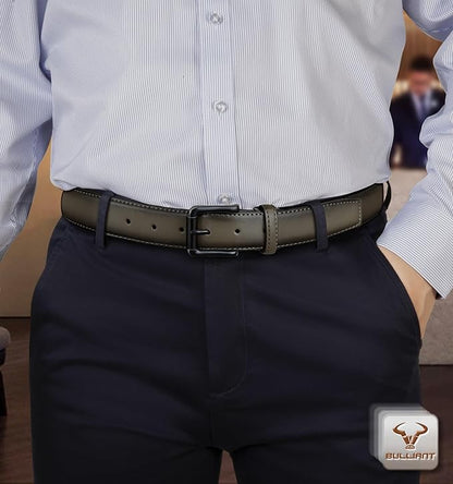 BULLIANT Men Belt,Leather Belt Adjustable For Men Dress Casual Jeans 1 3/8,Cut For Fit
