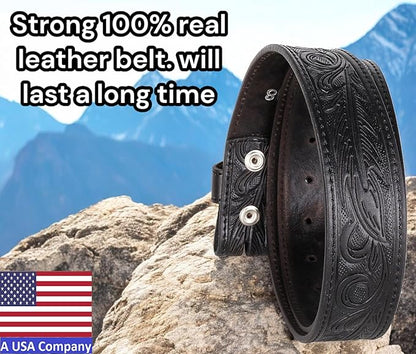 F&L CLASSIC Western Belt without buckle for men – Full Grain Leather Cowboy Belts for jeans - One Piece Leather strap belt