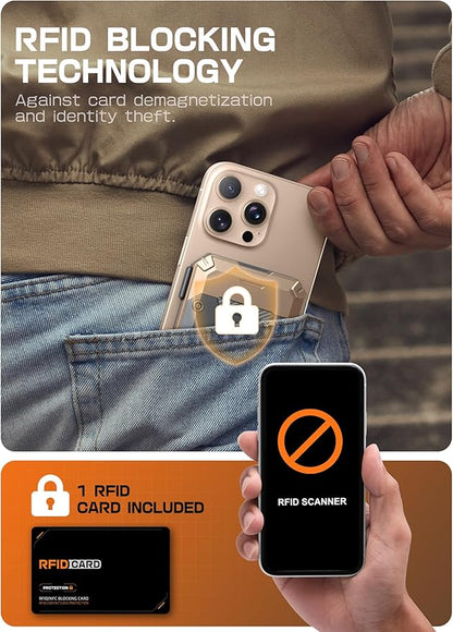 SUPCASE for MagSafe Wallet with AirTag Holder, Magnetic Airtag Wallet for Men, [Hold 5 Cards] [Adjustable Stand] [RFID Blocking] Card Holder Tripod for iPhone 17/16/15/14/13/12 Series, DesertGold