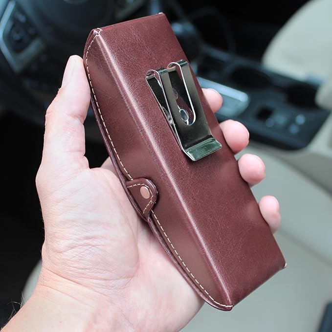 Orsus Hard Glasses Eyeglass Case with Belt Clip, Belt Waist Hard Sunglasses Case 6x2 Inches