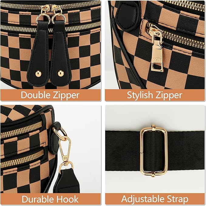 KKXIU Crossbody Sling Bag for Women Trendy Fanny Pack Vegan Leather Chest Bag | Trendy