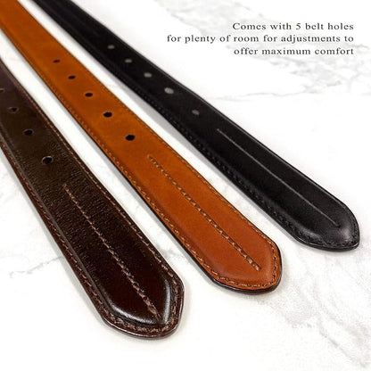 Men's Oil-Tanned Genuine Leather Dress Classic Belt 1-1/8"(30mm) or 1-3/8"(35mm) Wide One Piece Dress Belt