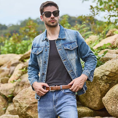 VATAN Men's Genuine Leather Dress Belts, Handmade Classic Every Day Leather Jeans Belt for Men Work Business Casual