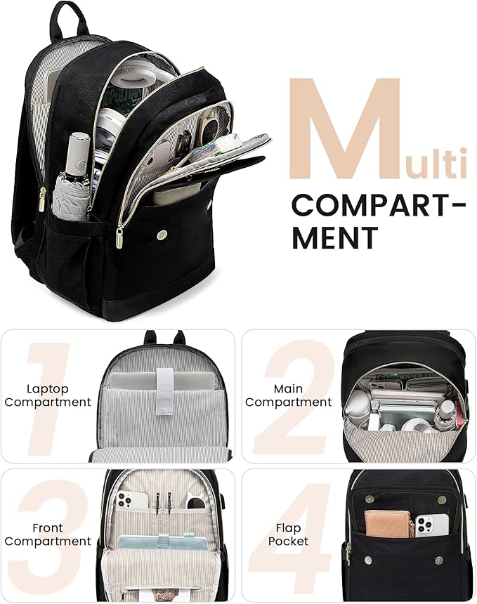 LOVEVOOK Laptop Backpack for Women,15.6 Inch Fashion Travel Backpack with USB,Large Capacity Backpack Purse,Water-resistant fits College Work Business Travel