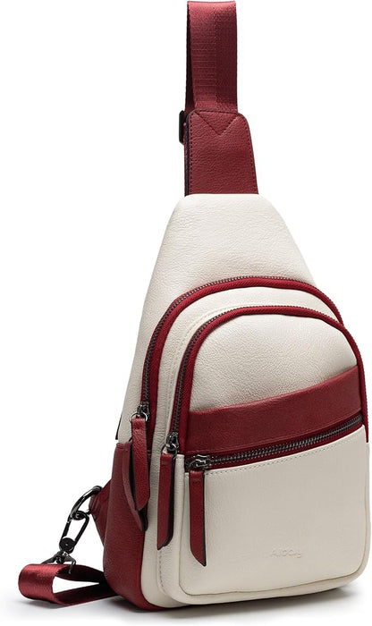 Alldaily Large Sling Bag for Women Crossbody Purse Leather Fashionable Trendy Chest Bag for Travel, Fanny Pack (Red&White)