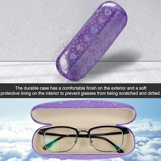 Joyberg Glasses Case, 2 Pack Eyeglass Case with Cleaning Cloth, Glasses Case Hard Shell Fits Most Glasses
