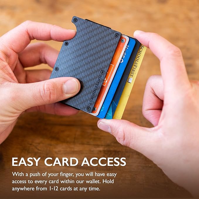 Hayvenhurst Wallet for Men - Slim RFID Blocking Metal Wallet with Money Clip, Minimalist Front Pocket Credit Card Holder, Small Mens Wallet