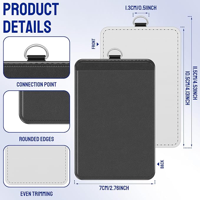 20 Pack Sublimation ID Badge Holder, Blank PU Leather ID Badge Bulk, Heat Transfer Print Vertical Leather ID Card Holder Name Tags for Office Employee, Coach, Student, Doctor (20 Pack-Badge Holder)