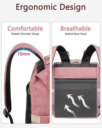 FALANKO Backpack for Women,Wide Open Work Large Student Bookbag for 15.6 Inch Laptop,Doctor Teacher Nurse College School Travel Bag,Water Resistant Laptop Bookbag Computer Back Pack Pink
