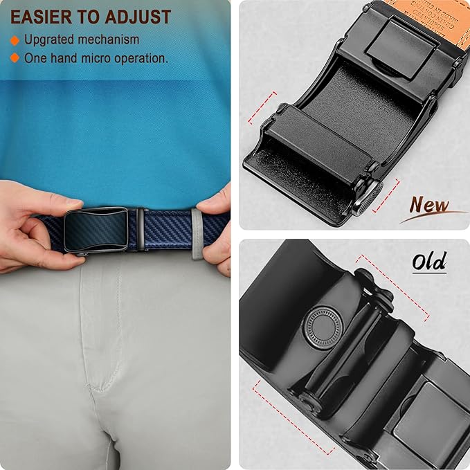 BULLIANT Mens Ratchet Belt,Leather Adjustable Slide Belt For Gift Mens Dress Casual 1 3/8",Size Adjustable