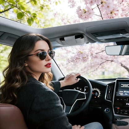 Car Sunglasses Holder for Car Visor Vegan Leather Auto Eyeglass Case with Clip Automotive Interior Visor Accessories
