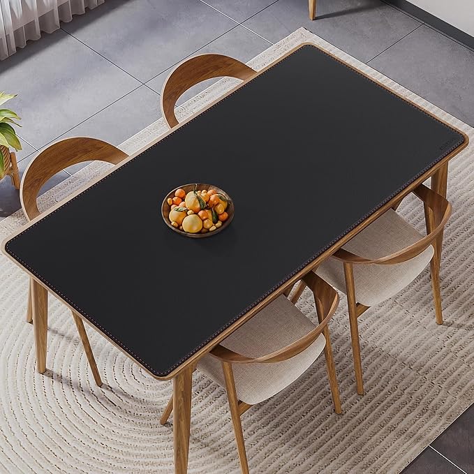 ZORESYN 63.0"x31.5" Leather Desk Pad Protector, Large Mouse Pad, Executive Computer Office Desk Mat, Non-Slip PU Leather Desk Blotter, Waterproof Desk Writing Pad for Office and Home (Black)